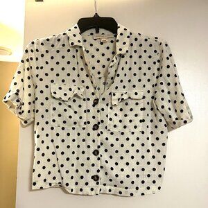 Cropped Polka Dot Collared Top
